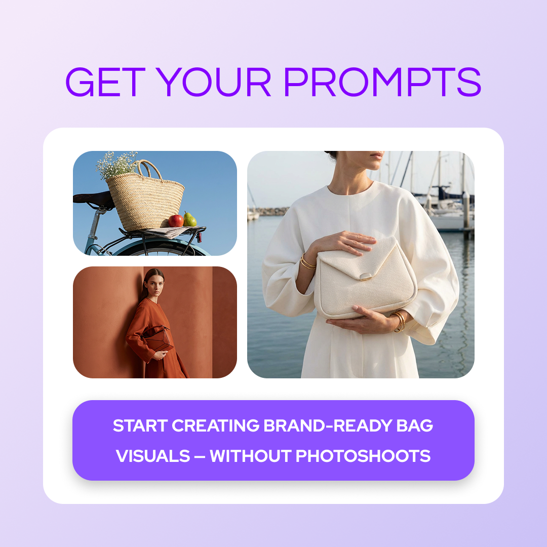 Bags Photo & Motion Pack — 40 Prompts + AI Guide