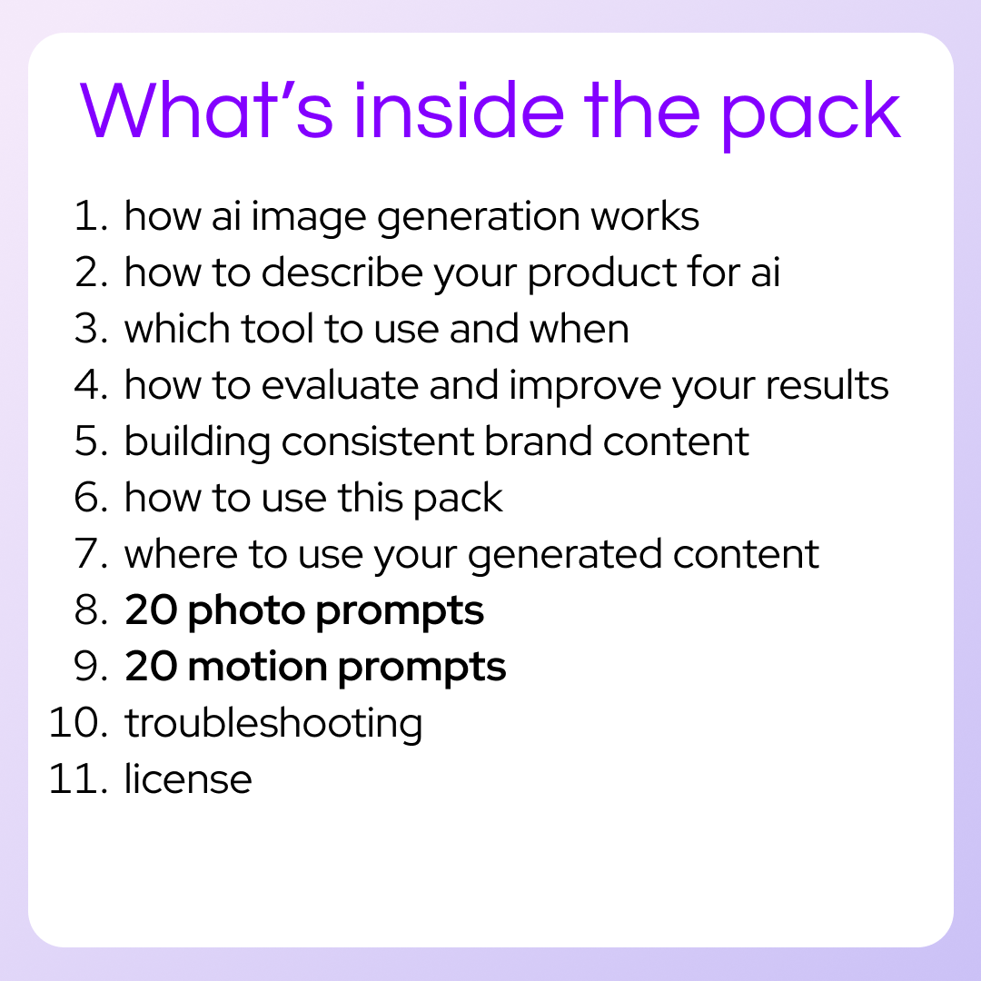 Bags Photo & Motion Pack — 40 Prompts + AI Guide