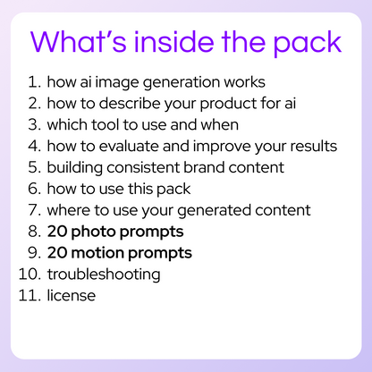 Bags Photo & Motion Pack — 40 Prompts + AI Guide