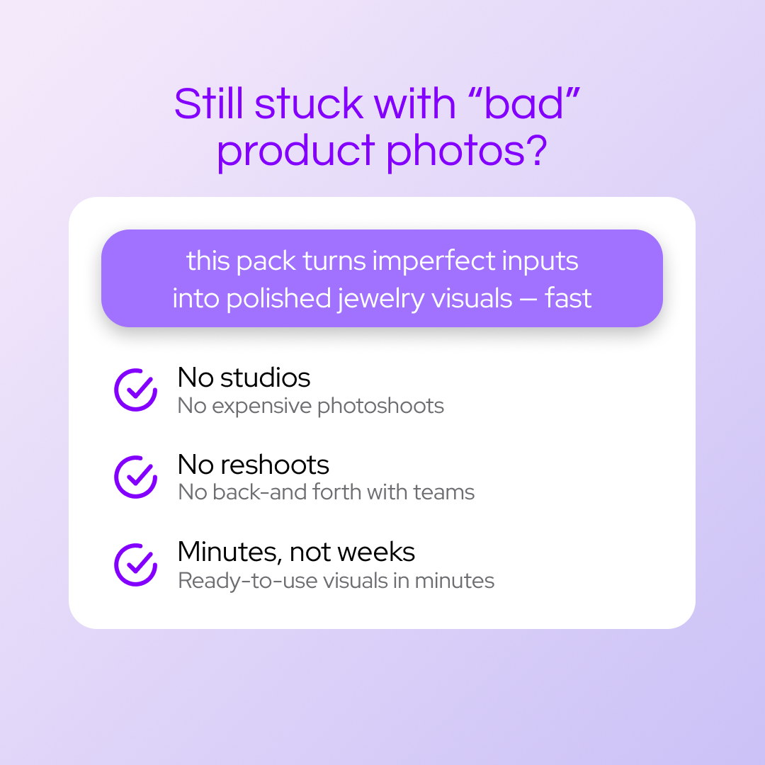 Jewelry Photo & Motion Pack — 40 Prompts + AI Guide