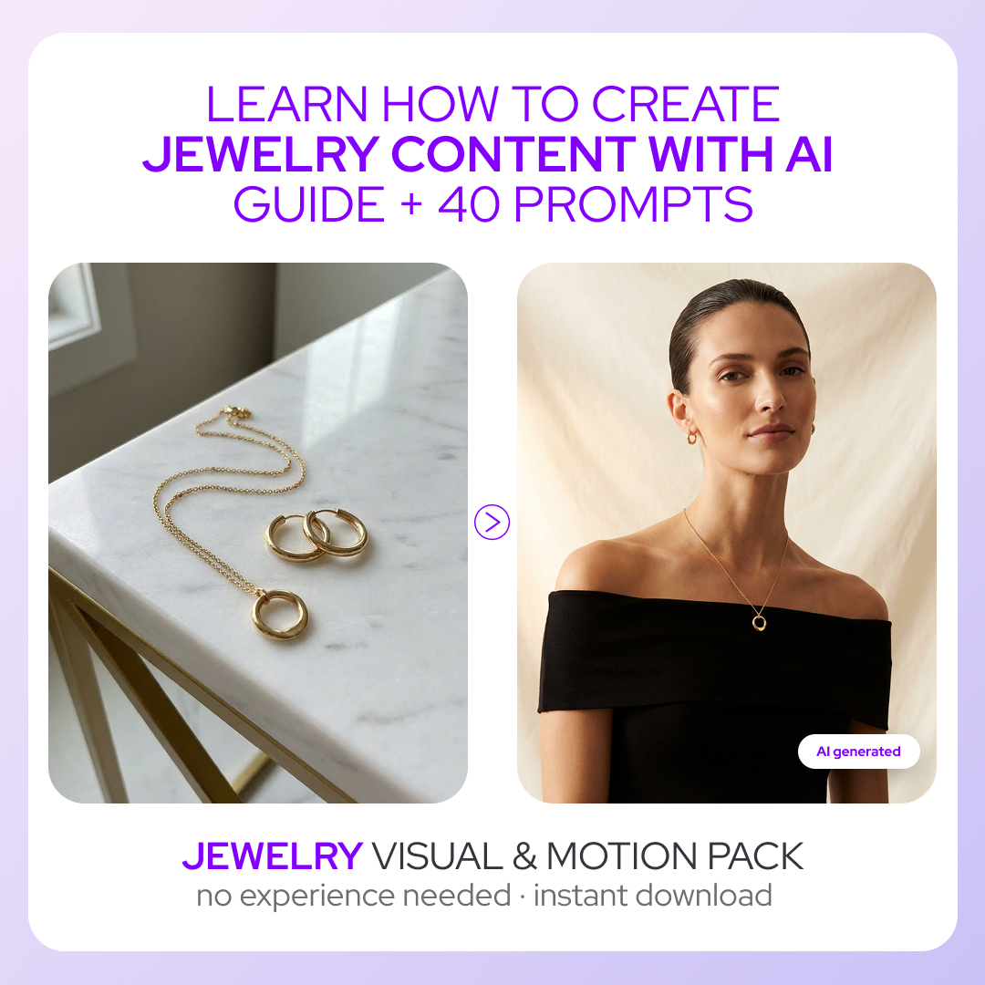 Jewelry Photo & Motion Pack — 40 Prompts + AI Guide