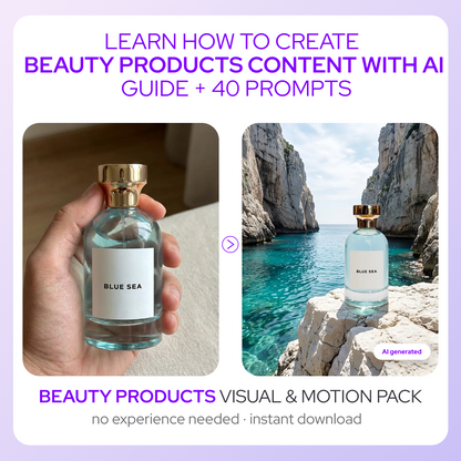 Beauty Products Photo & Motion Pack — 30 Prompts + AI Guide