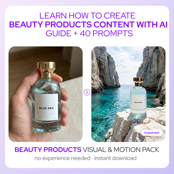 Beauty Products Photo & Motion Pack — 30 Prompts + AI Guide
