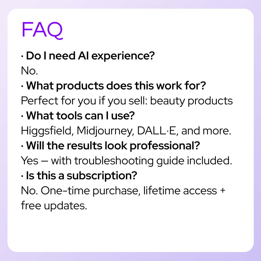 Beauty Products Photo & Motion Pack — 30 Prompts + AI Guide