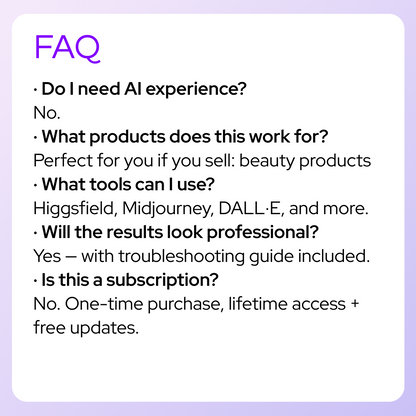 Beauty Products Photo & Motion Pack — 30 Prompts + AI Guide