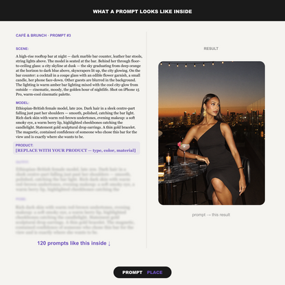 iPhone-Style AI Content — 120 Photo & Video Prompts for Your Products